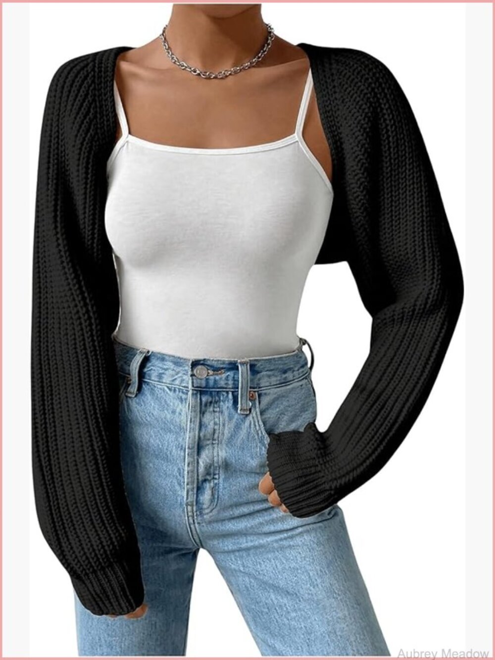 Cropped Cardigan Sweater Long Sleeve Open Front Bolero Shrug Knit Top